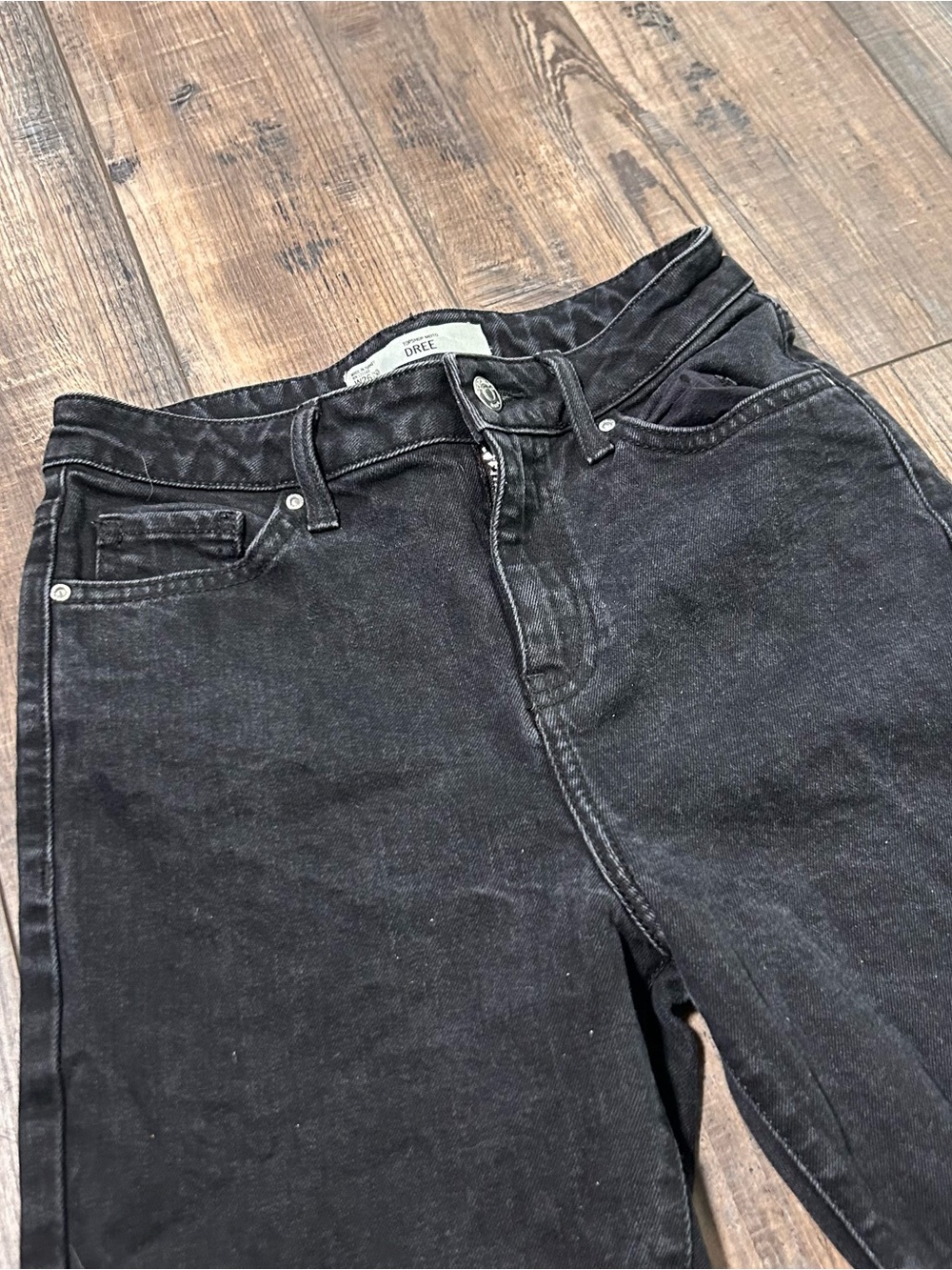 Topshop Moto Dree Cropped Kick Flare Jean Size 26 High Rise Stretch Exposed Zip - Picture 3 of 9